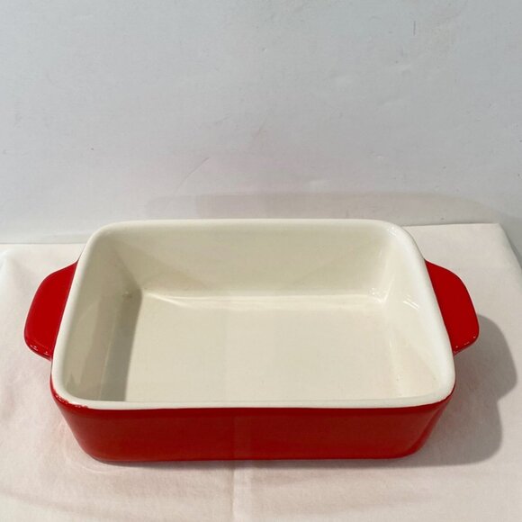 Crate & Barrel Stoneware Casserole Red Baking Dish - Picture 1 of 5